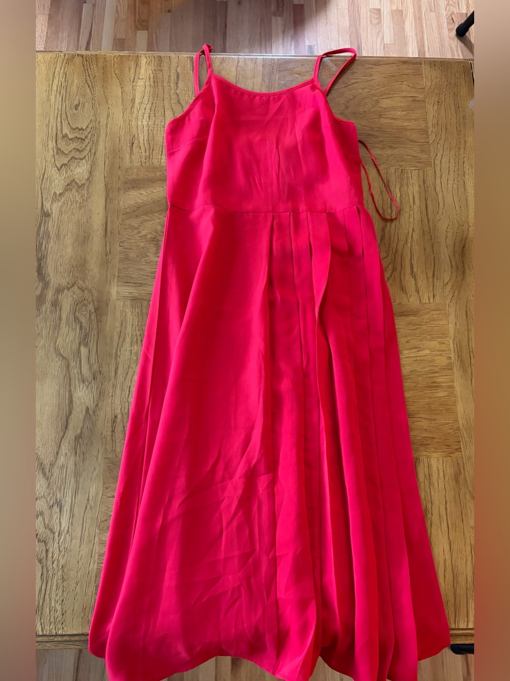 Boohoo Red Pleated Midi Dress